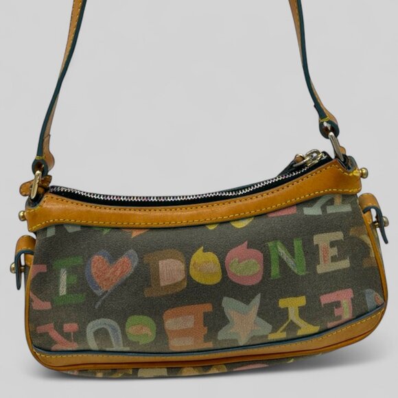 Vintage Dooney & Bourke Multicolor Logo Mini Baguette Shoulder Bag - Picture 4 of 13